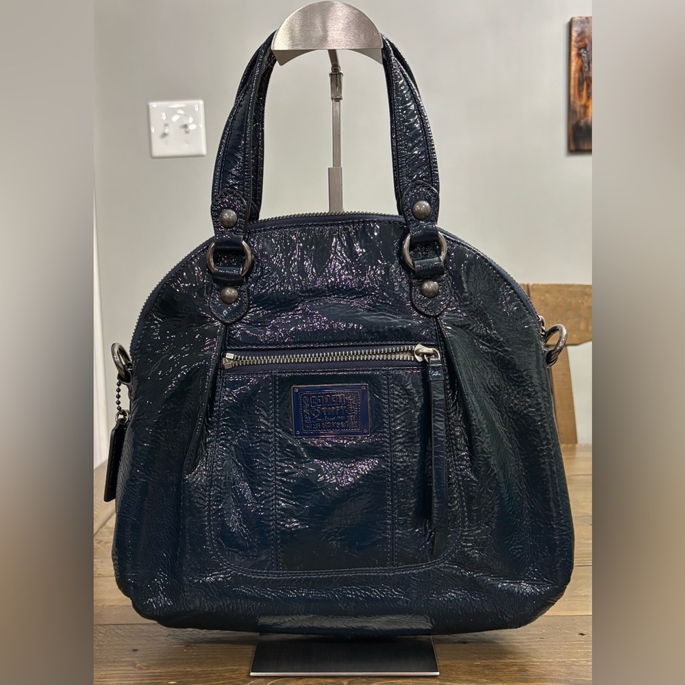 Coach Poppy Satchel in Petrol Blue Patent Leather